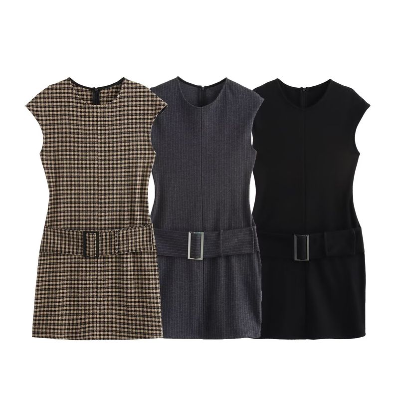 Jnleaog Autumn New Women's Clothing Fashion Style French Style with Belt Double-Sided Cloth Dress 0264870