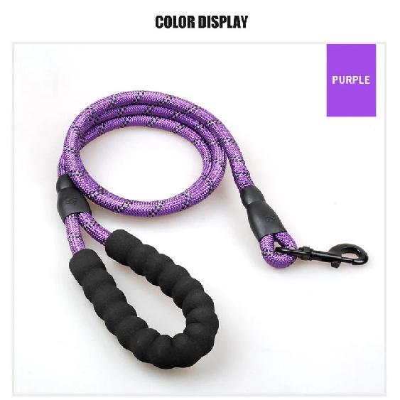 1.5M/2M/3M Large Dog Rope Round 1.2CM Nylon Pet Leash Strengthen Reflective Rope Walking Dog Traction Collar Harness Dog Lead