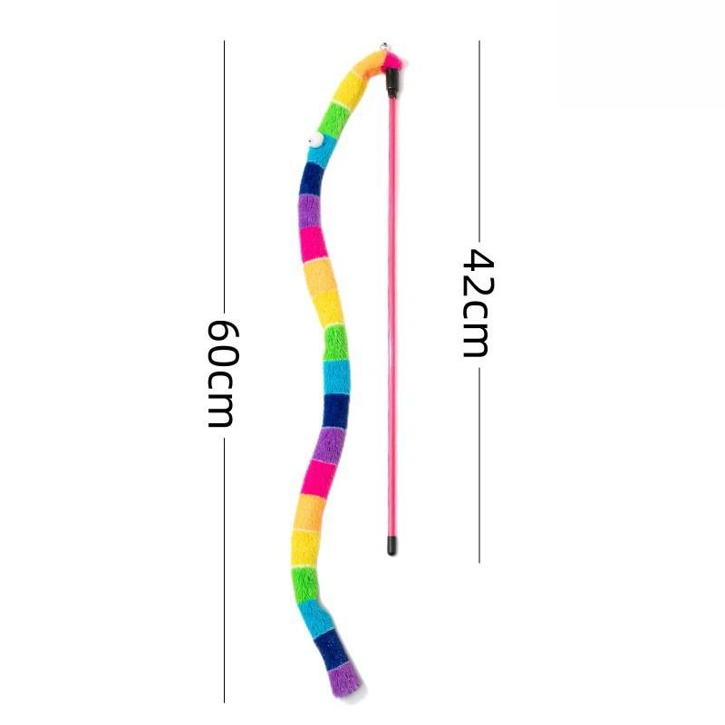 1PC Funny Cat Toy Caterpillar Cat Teaser Wand Interactive Toys   Feather Colorful Rod Teaser Wand Pet  Supplies
