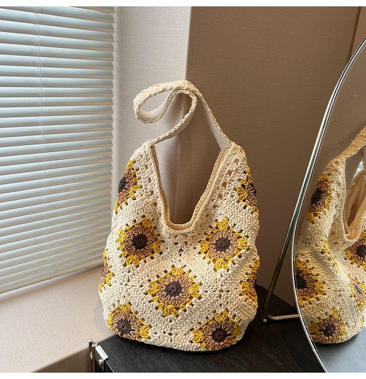 

Плетеная сумка из полой соломки большой вместимости, женская новая весенне-летняя сумка через плечо, пляжная сумка для отпуска на море