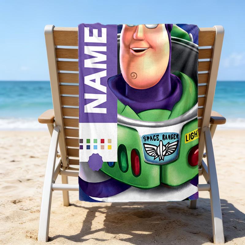 1pc Toy Story2 Beach Towel with Custom Name, Beach/Swimming/Bath/Picnic/Camping Towel, Suitable for Seaside Beaches
