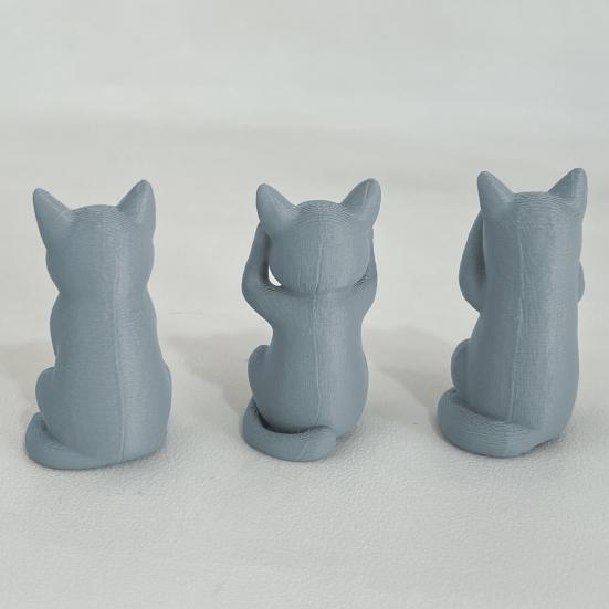 3D-gedruckte Katzenfigur Kätzchen Hören Sprechen Sehen Kein Böses Statue Miniatur Katzenornament Geschenk für Katzenliebhaber zur Schreibtisch-, Regal-, Schrankdekoration