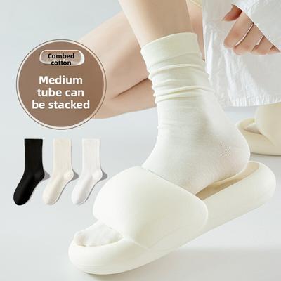 Cotton Socks for Spring, Autumn, Winter, Postpartum Care, Women's Mid-calf Socks, Breathable and Sweat-absorbent Pile Socks