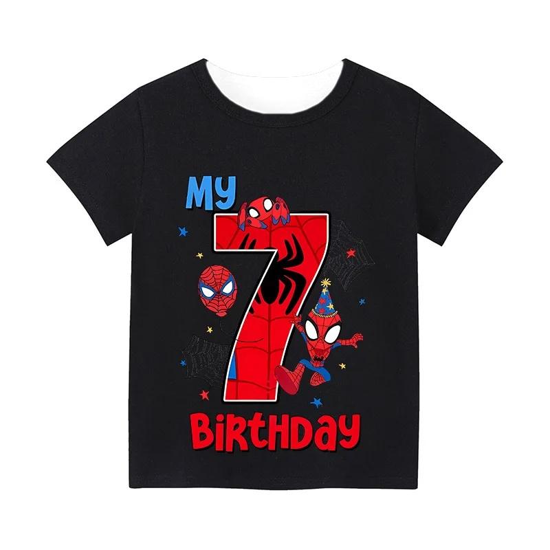 Spider Man Childrens Digital Tshirt Childrens Top Cartoon Summer Preschool Childrens Clothing Birthday Short Sleeved Tshirt