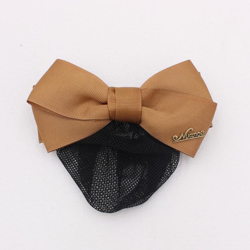 Korean Style Bow Flower Hair Net Bun Clip for Professional Work - HF315