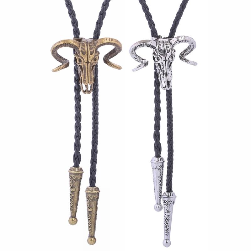 Elegant Black Bolo Tie with Bull Pendant Cowboy Bull Necktie Western Necklace Cool Bola-Tie Western Cowboy Costume
