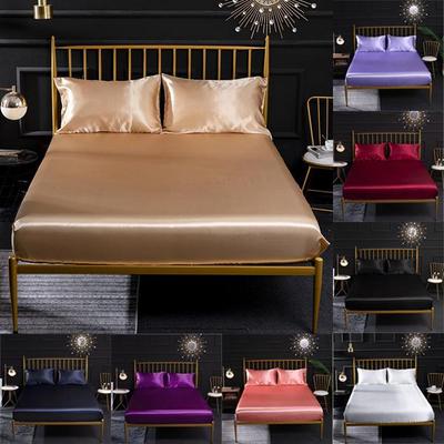 Saten Ipek Çarşaf Düz Renk Çarşaf Elastik Bant Yatak Örtüsü Çarşaflar Yatak Kraliçe Kral Yatak Örtüsü Kapak için Kapak