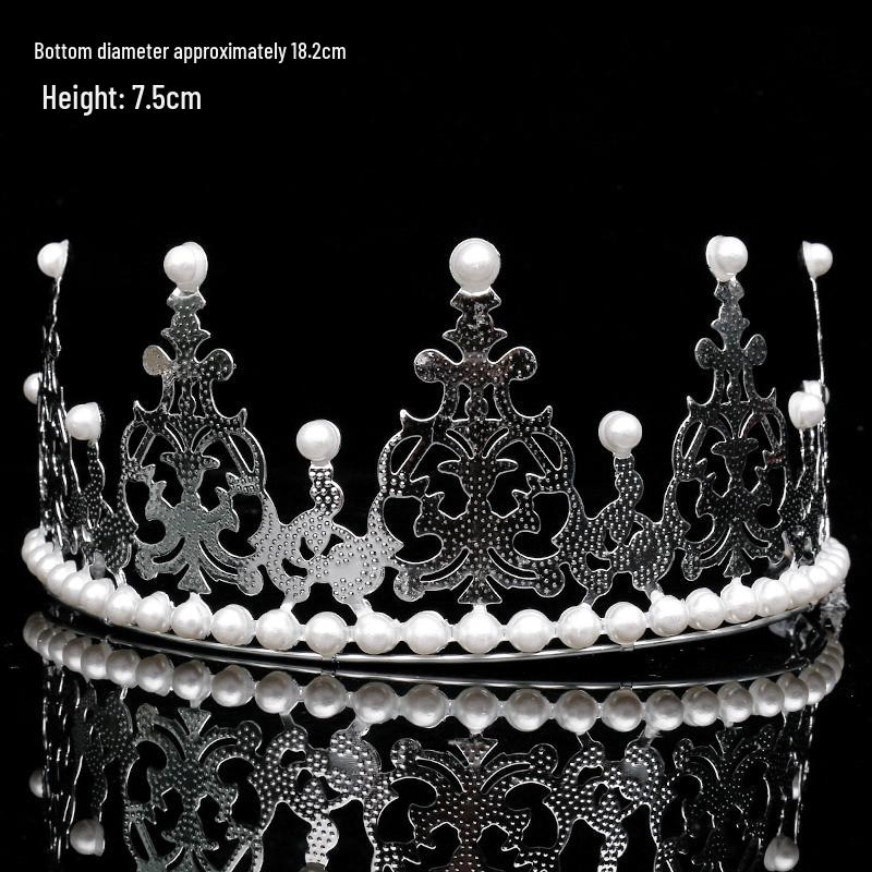 Children's Pearl Crystal Tiara Headband - Birthday Crown Cake Decoration and Adult Hair Accessory