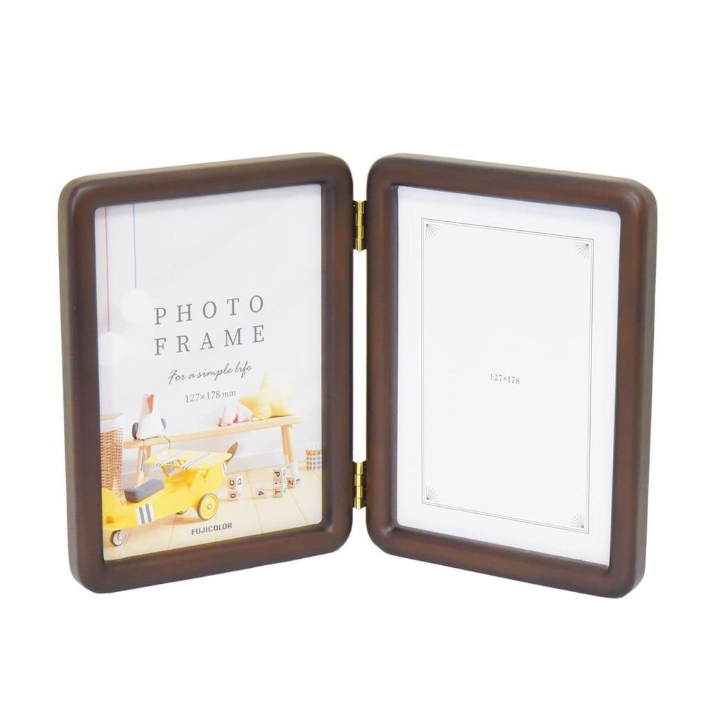 FUJICOLOR Photo 2L Size X 2 Brown Frame, Wooden, 4602TK, Sides,