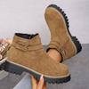 Autumn European and American new thick-soled suede short Martin boots large size buckle side zipper retro single boots