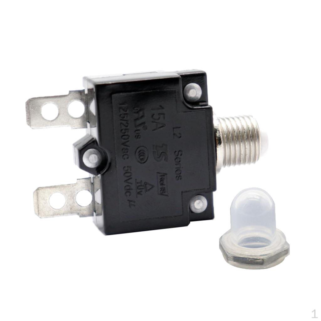 

15 Amp Push Button Circuit Breakers with Waterproof Transparent Cover, DC
