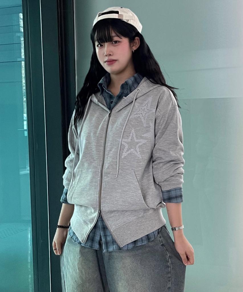 Notusual Dot Star 2-Way Zip-Up Hoodie 2 Colors