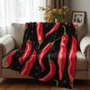Red Chili Pepper Cartoon Anime Print Flannel Blanket Soft Warm Throw for Kids Bedroom Sofa Christmas Office Car