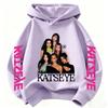 2026 Graphic Print Kids Long Sleeve Sweatshirt NEW Girls Hoodie Katseye Kpop Group Pocket Loose Casual Children Light Blue Top