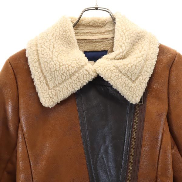 AVIREX Long Sleeve Mouton Double Riders Jacket M Brown Women Used