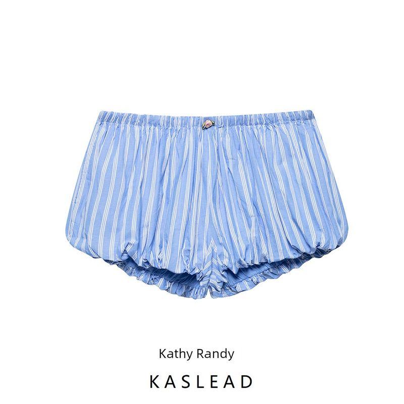 Kaslead New Arrival Women's Clothing Fashion Style Fashion Minimalist Stripes Puffy Mini Shorts 7200402 044