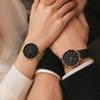 2Pcs Minimalist Lovers Watch Set Slim Round Dial Mesh & Leather Strap Quartz Wrist Watch Elegant Daily Business Couple Watch
