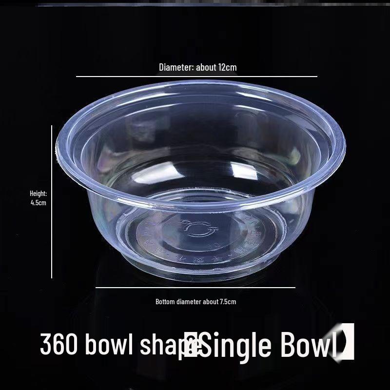 Transparent Thickened Disposable Plastic Bowl - Round, No Lid, Heat-Resistant for Home and Commercial Use