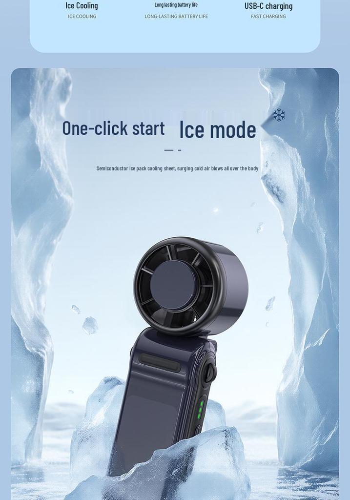 Portable USB Foldable Handheld Fan with Strong Wind and Neck Hanging Option
