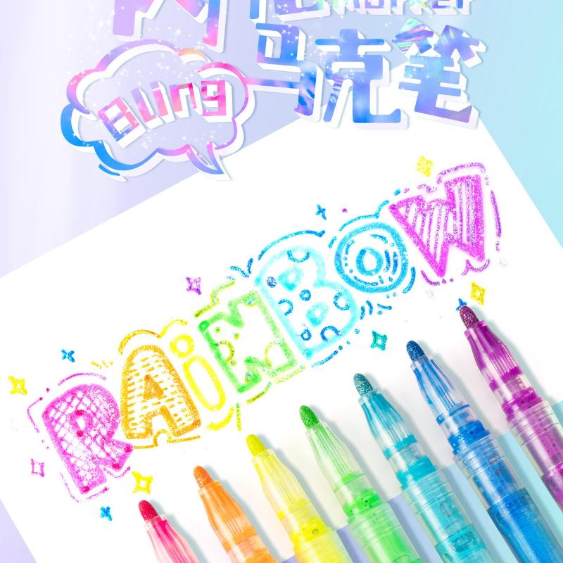 8/12 Flash Acrylic Marker Set with Thick Head Fluorescent for Hand Accounts Art Painting Greeting Card Decoration