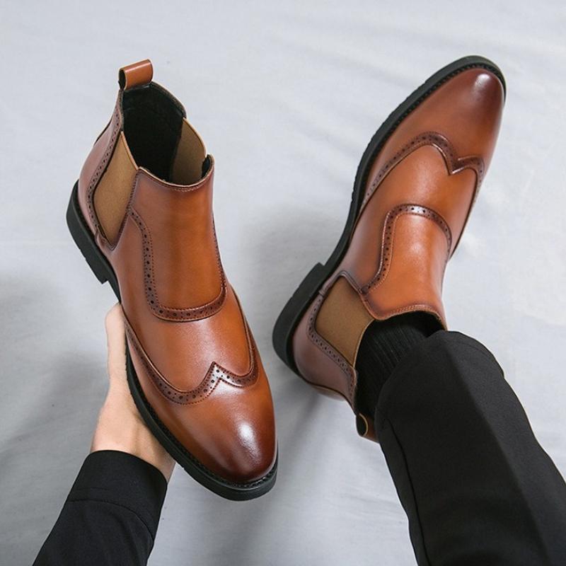 Stivaletti Chelsea da Uomo Designer Alta Qualità Scarpe in Pelle da Uomo Moda Stile Britannico Scarpe Alte da Uomo Comfort Stivaletti alla Caviglia Business