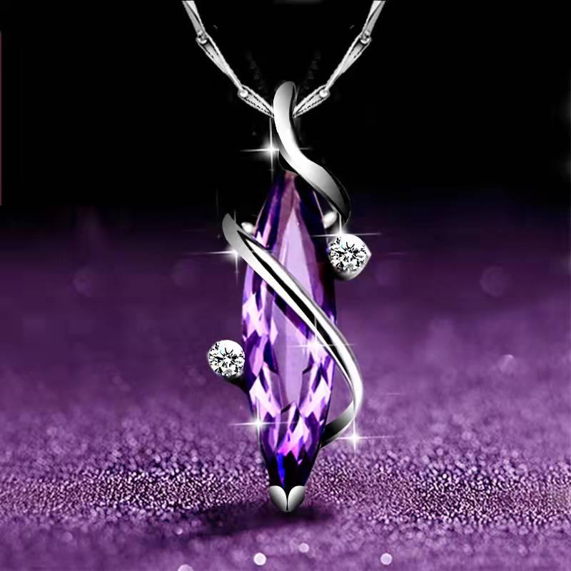 Fashionable Income ,European And American Korean Version Of Ling Ai Amethyst Necklace Romantic Tears Of Love Lucky Pendant Gift