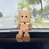Dřevěná figurka muže Ručně vyrobená dřevěná panenka s houpajícíma se nohama Ozdoba pro aromaterapii do auta Dřevěné umělecké dílo Dekorace do auta