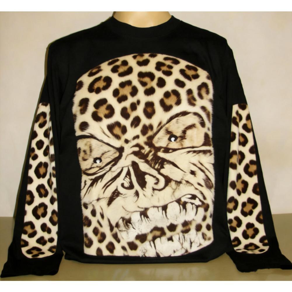 

Retro Funny Leopard Zombie Print Pullover Europe America Fashion Comfortable Men s Long Sleeve T-shirt Outdoor Oversized Tees Top S