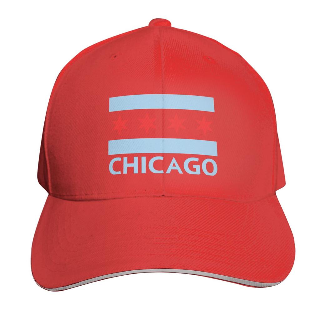 Chicago City Flag Sandwich Hat Baseball Cap Casquette Fit Men And Women Dad Caps White Unisex Adjustable