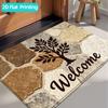 Rustic Stone Pattern Entrance Area Rug Non Slip Indoor Outdoor Floor Carpet Mat Home Decor