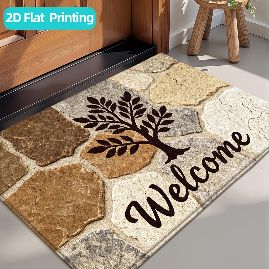 Rustic Stone Pattern Entrance Area Rug Non Slip Indoor Outdoor Floor Carpet Mat Home Decor