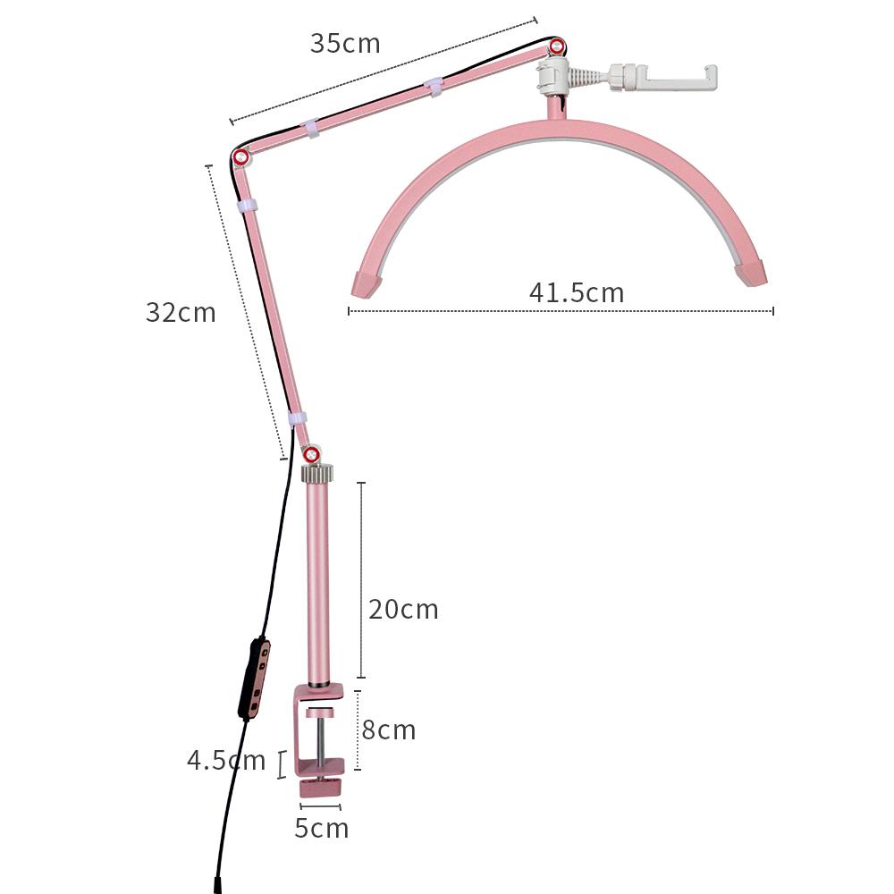 Andoer HD-M3X Desktop LED Video Light Half-moon Shaped Fill Light 3000K-6000K Dimmable with C-Clamp