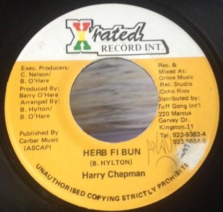 

7inch Record HARRY CHAPMAN - Herb Fi Bun NONE X-Rated Record Jamaica Reggae, Ska & Dub Used