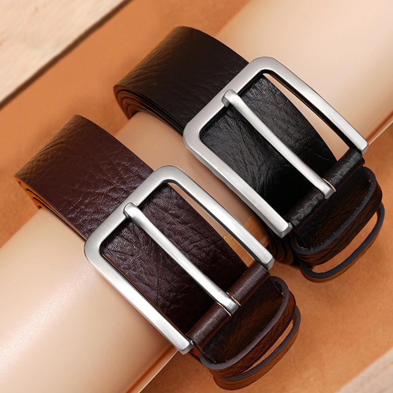 Retro Men'S Leather Casual Pin Buckle Cowhide Belt Simple Belt Belt Men'S Casual Versatile Belt