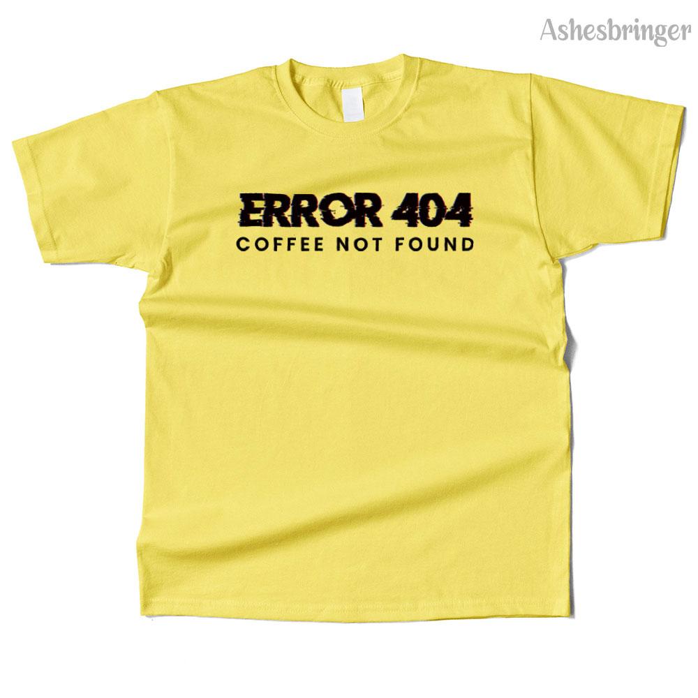 Mens Cotton Error 404 Coffee Not Found Graphic Funny T Shirt Street Casual Style Tee for Men and Women