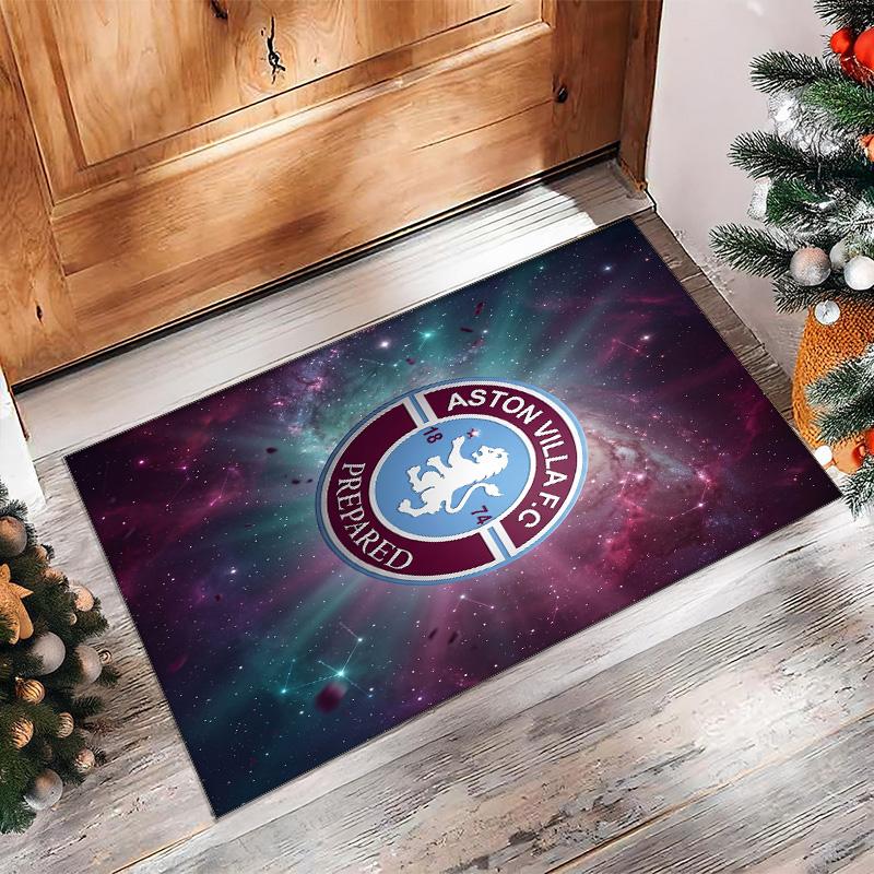 Aston Villa Football Print Crystal Velvet Rug, Comfortable Water Absorbent Non Slip Indoor Floor Carpet