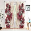 2 Pieces, Red Floral Silky Background Curtains -30% Blackout - Suitable for Living Room, Bedroom and Home Decoration
