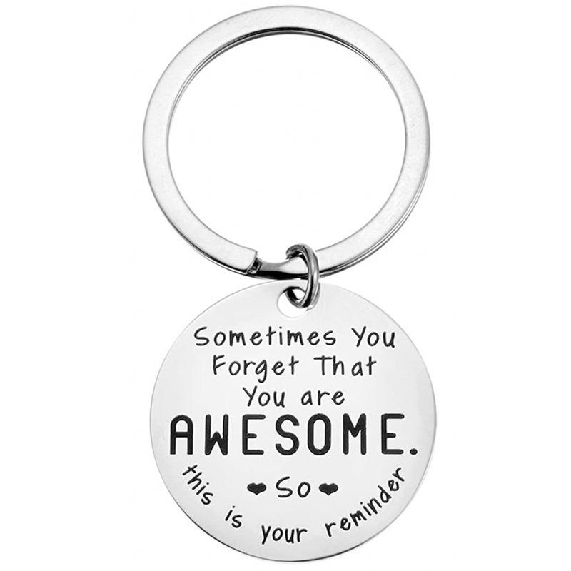 Stainless Steel Motivational Keychain: Laser-Engraved Metal Graduation Gift 2024 30x30MM