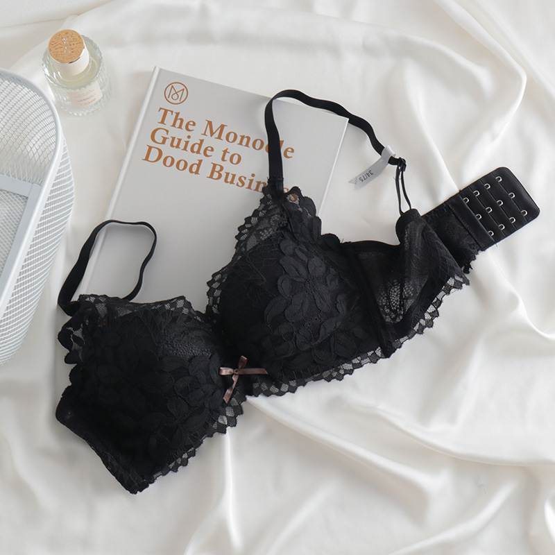 New sexy lace small chest not empty cup underwear women's suit without steel ring breast adjustment breathable bra cover