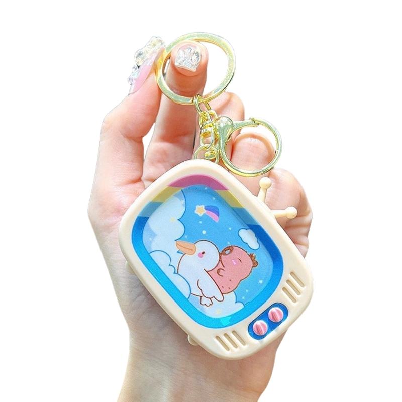 

Portable Capybaras Game Keychain Charm Sturdy Plastic Materials Portable Designs Accessory for Commuting and Travel синій