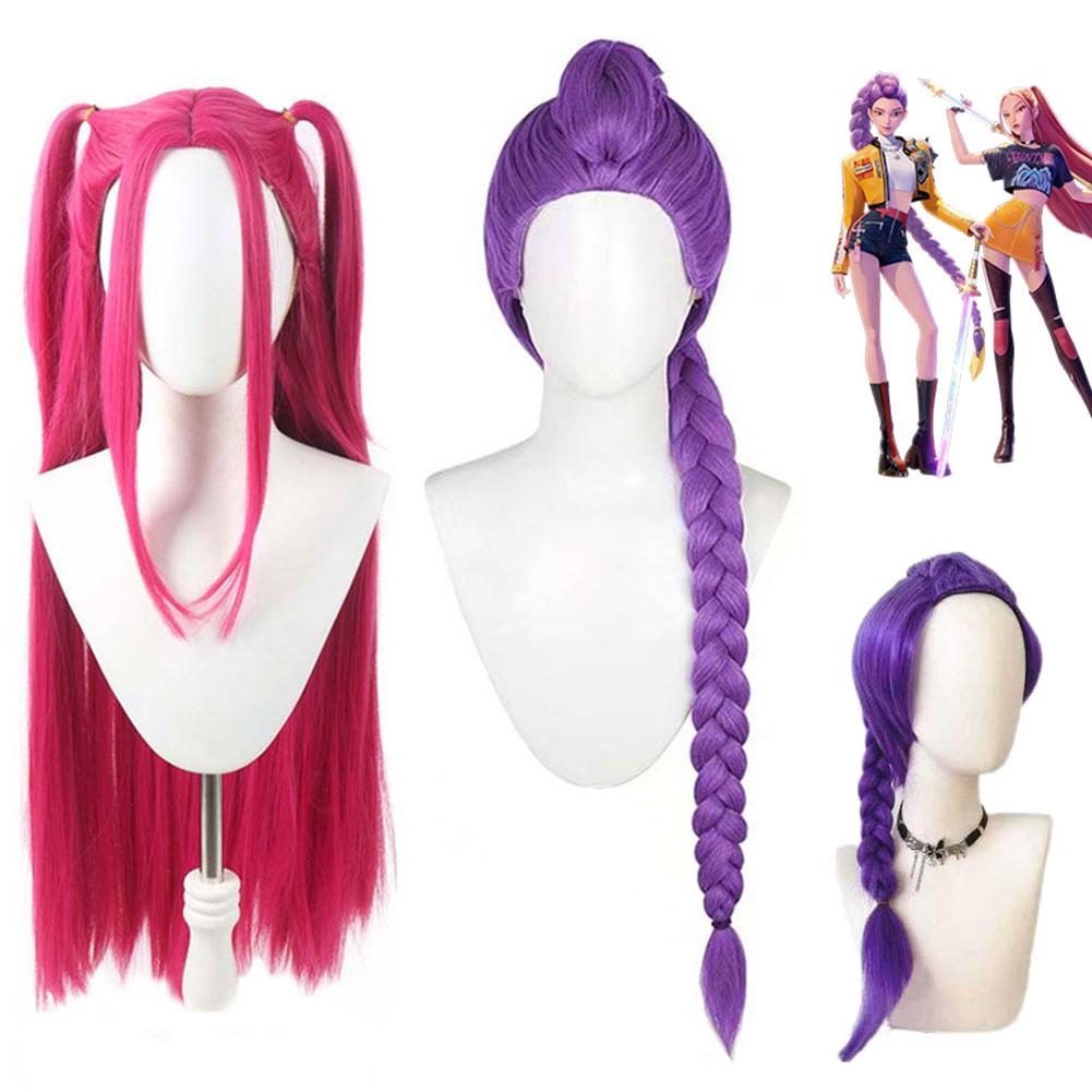 Cosplay Wig Hunters Cosplay Women Cosplay Long Hair Nails Wigs Wig Full Head Cover With Purple Long Hair Fried Dough Twists