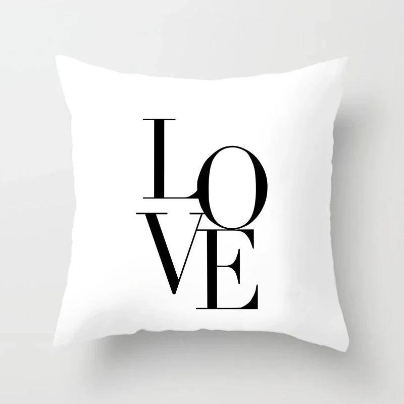 Home Decorated Black and White Geometric Cube Letter Printing Cushion Cushion Car Bedroom Living Room Sofa Pillow Sleeve