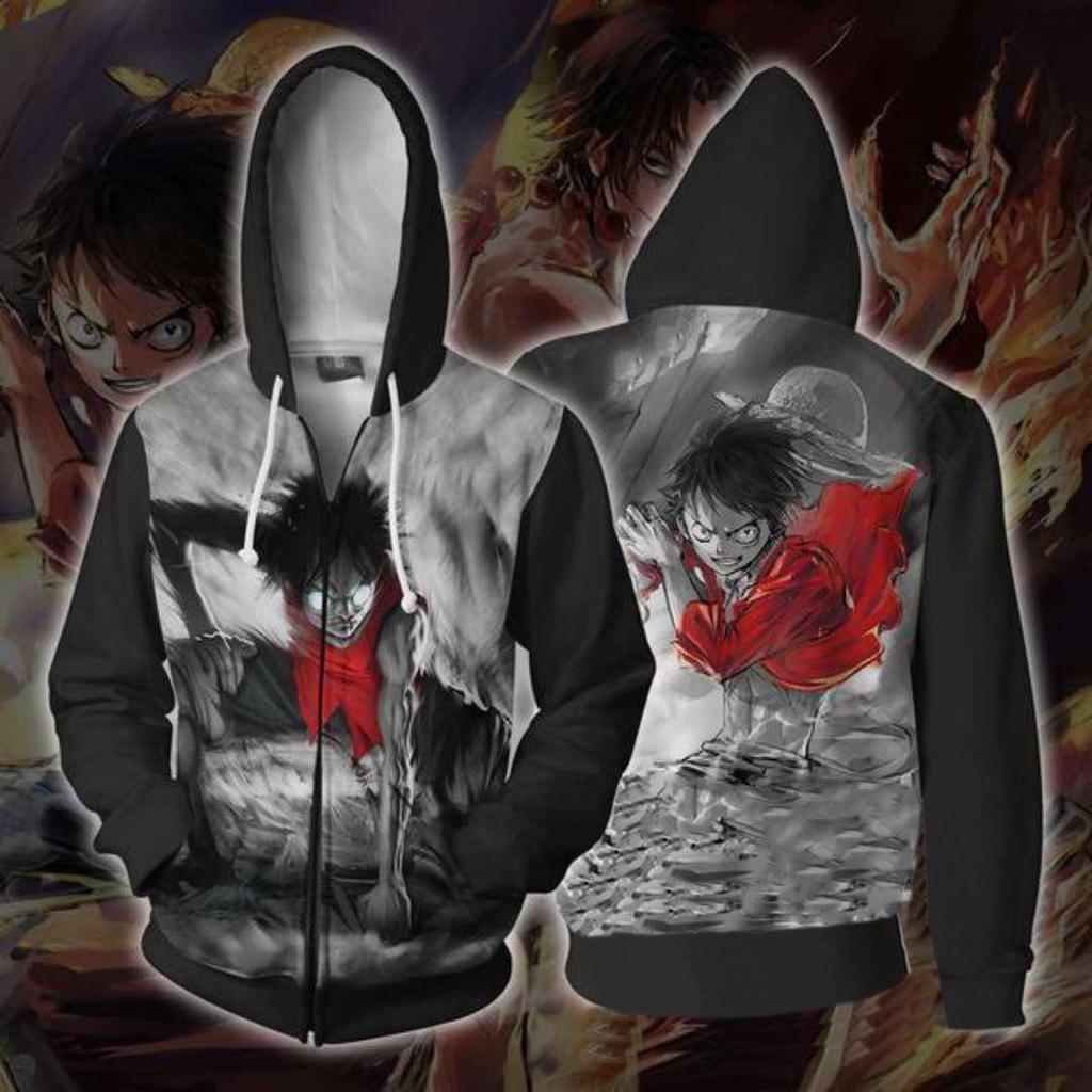 2021 One Piece Anime 3D Print Zipper Hoodie for Men