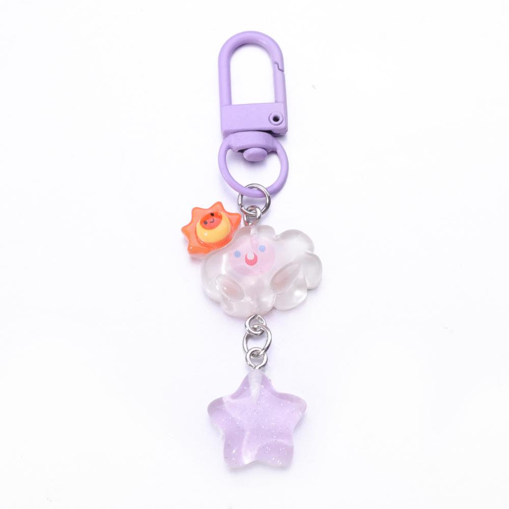 Cartoon Cloud Lightning Moon Star Pentagram Key Chain for Women Cute Fun Aesthetic Key Ring Fashion Pendant Accessories Gift