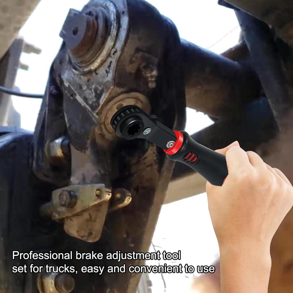 Automatic Slack Adjuster Tools, 5/16" Brake Adjustment Tool Ratcheting Wrench Air Brake System Adjustment Wrench Tools Set For Semi Truck Big Truck
