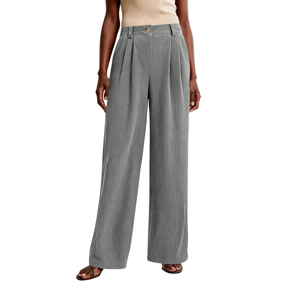 Women's Casual Fashion Pinstripe Straight And Winter Loose Wide-leg Straight Pants