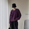 Circle Yarn Solid Color Crew Neck Pullover Sweater Women's Autumn and Winter New Loose Lazy Wind Knitted Sweater