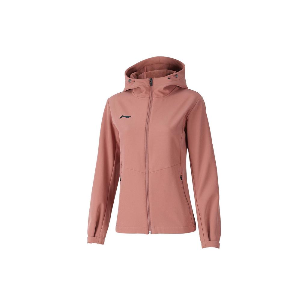 Li Ning Sports Lifestyle Series Solid Color Hooded Fleece Water-Resistant Autumn Winter Jacket Women Jacket Muted-Rose AFDSC14-3