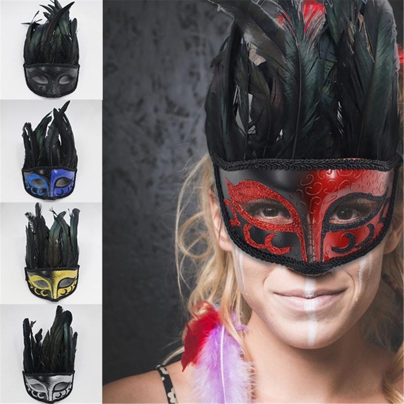 Feathered Masquerade Mask for Women Men Halloween Masquerade Cosplay Mask Half Face Mask Halloween Mask