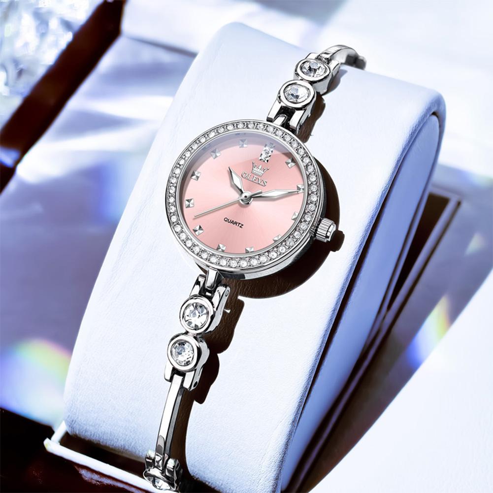 OLEVS Watch for Women Fashion Elegant Female Quartz Rose Gold Wristwatch 3ATM Waterproof Rhinestone Bracelet Ladies Clock